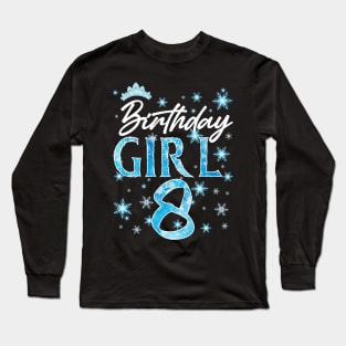 Winter Onederland 8th Birthday Girl Snowflake B-day Gift For Girls Kids Toddlers Long Sleeve T-Shirt